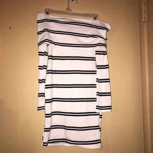 black and white striped dress